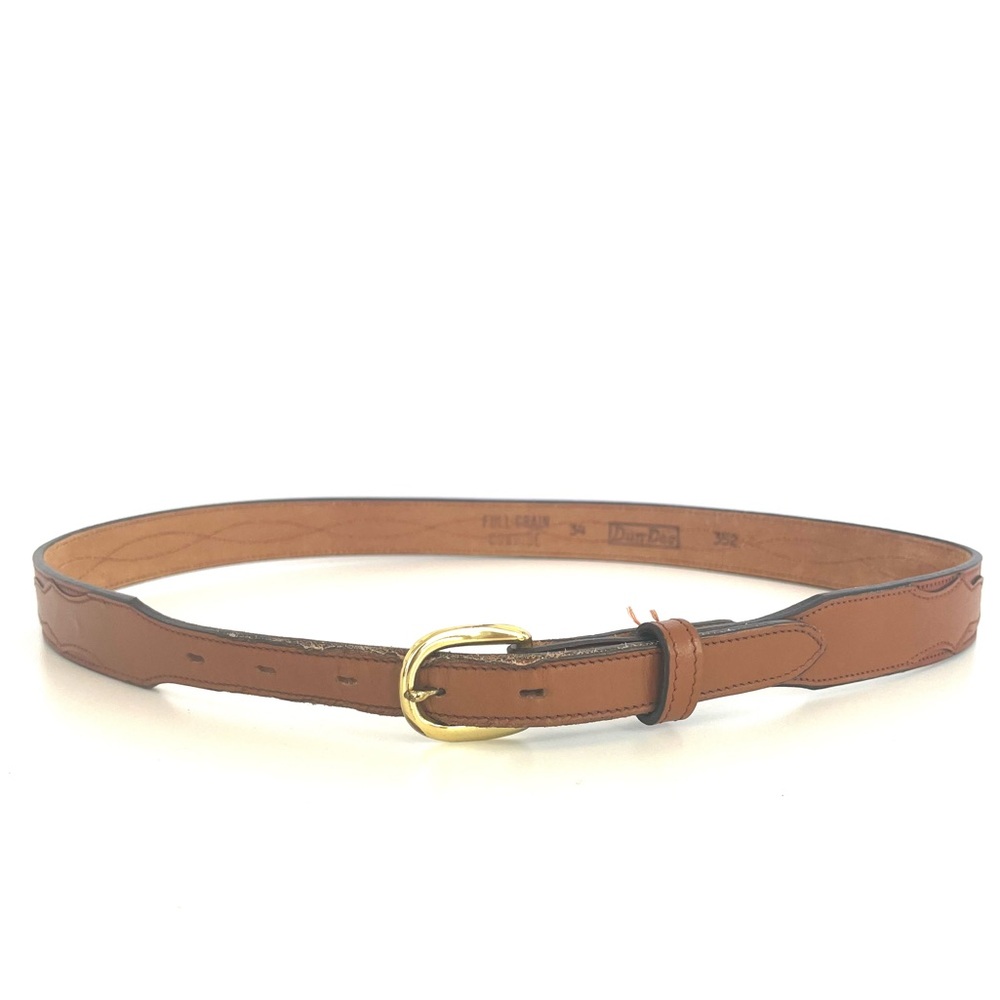 Vintage Western Thin Leather Belt Saddle Brown Ranch Cowboy Pattern Size 34 352